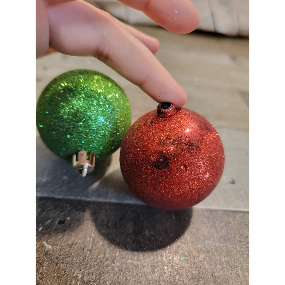 Glitter‎ red green set Xmas Decor ornament ball